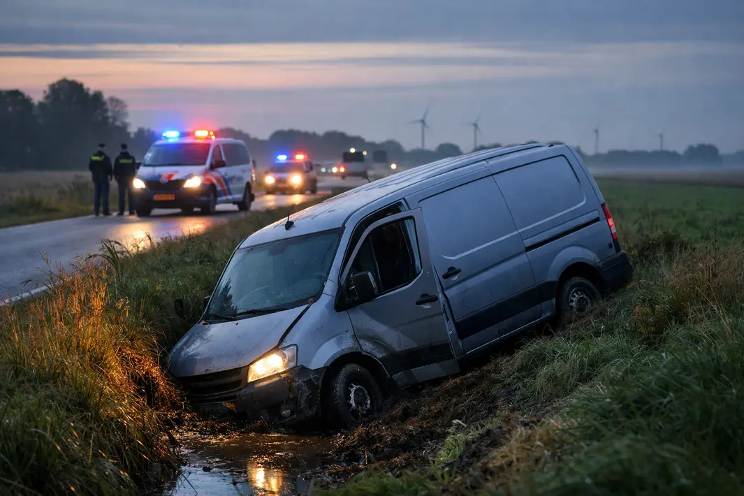 Bestelbus raakt vast na achtervolging, bestuurder onder invloed van de weg