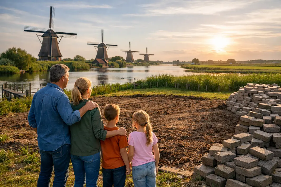 Familie De Vries krijgt uniek stukje grond bij Kinderdijk na NK Tegelwippen
