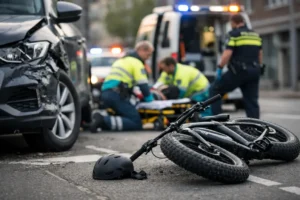 Fatbike-bestuurder naar ziekenhuis na botsing met auto in Rotterdam-West