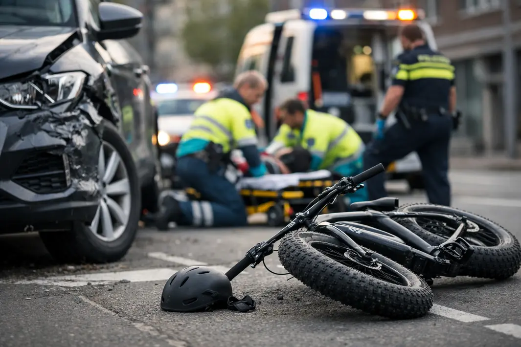 Fatbike-bestuurder naar ziekenhuis na botsing met auto in Rotterdam-West