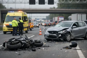 Ongeval met auto en motor op de A20 leidt tot verkeershinder