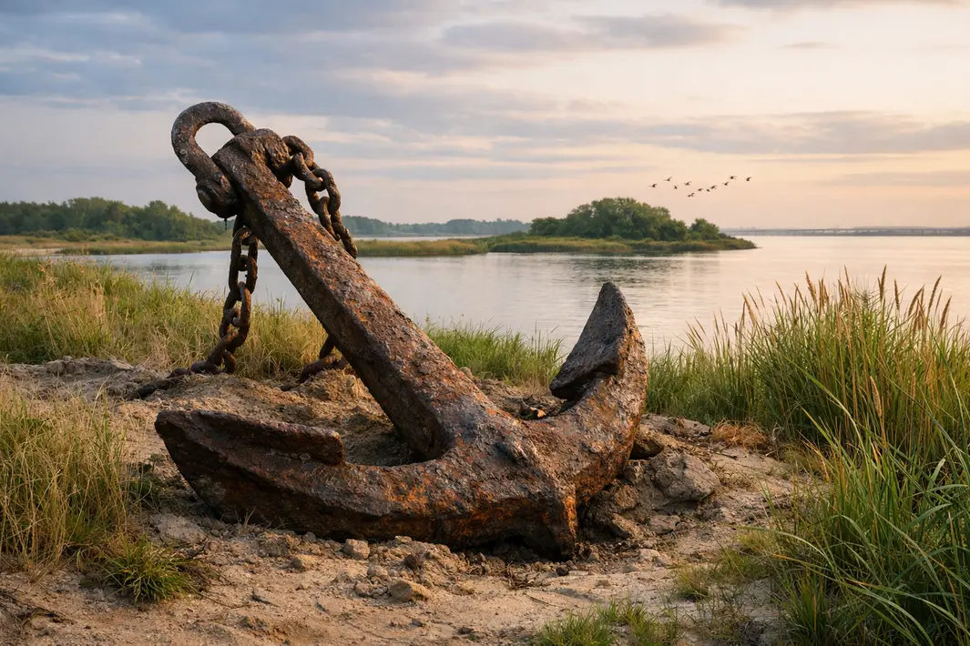 Oud anker ontdekt in natuurgebied Hellegatsplaten op Goeree-Overflakkee