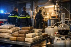 Politie Rotterdam ontdekt grote hoeveelheid heroïne en drugslab na verdachte situatie