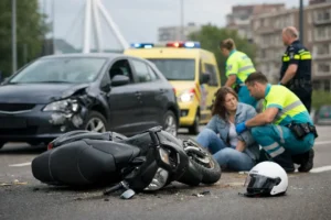 Scooterrijdster gewond na botsing met auto in Rotterdam-Feijenoord