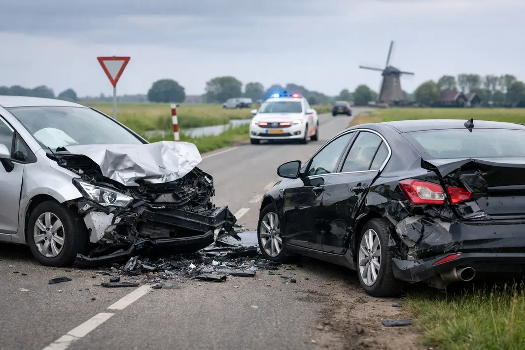 Twee auto’s botsen op Hoogbloklandseweg met aanzienlijke schade