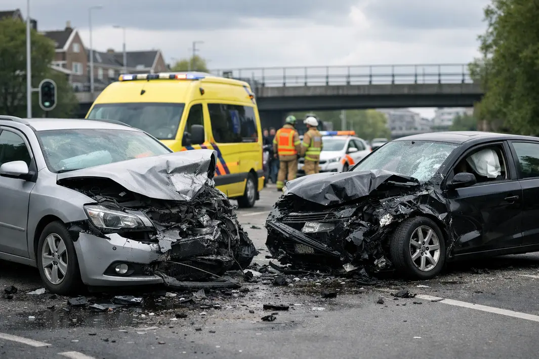 Twee auto's zwaar beschadigd na verkeersongeval in Rotterdam-Overschie