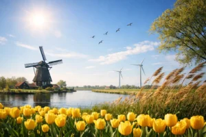 Zonnige en zachte dag met stijgende wind uit het oosten