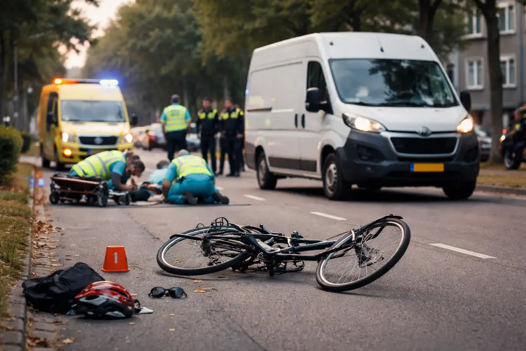 Zwaargewonde fietser na aanrijding met bestelbus in Rotterdam-IJsselmonde